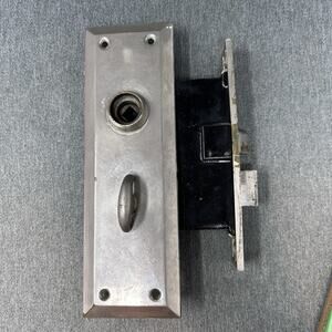 VTG Corbin Silver Doorplate & Lock Large Heavy Metal MCM Replacement Parts WORKS